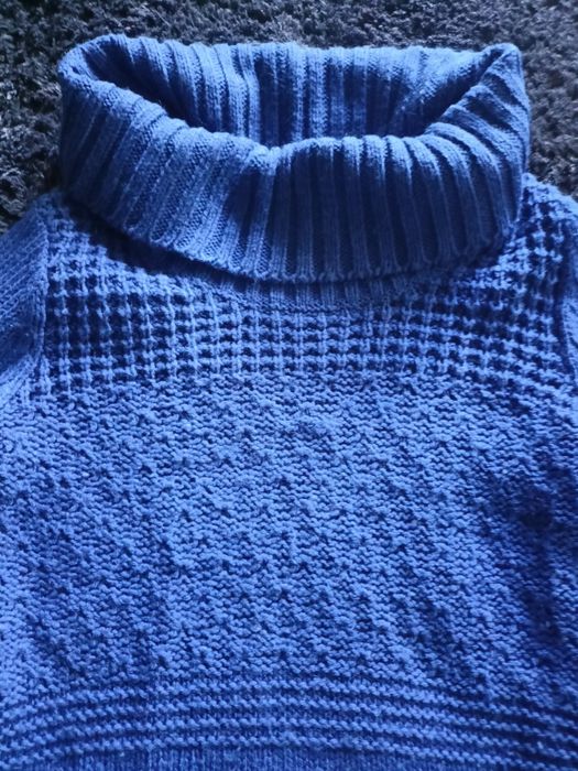 Sweter tunika ciepła granatowa 36 / 38 sweterek długi