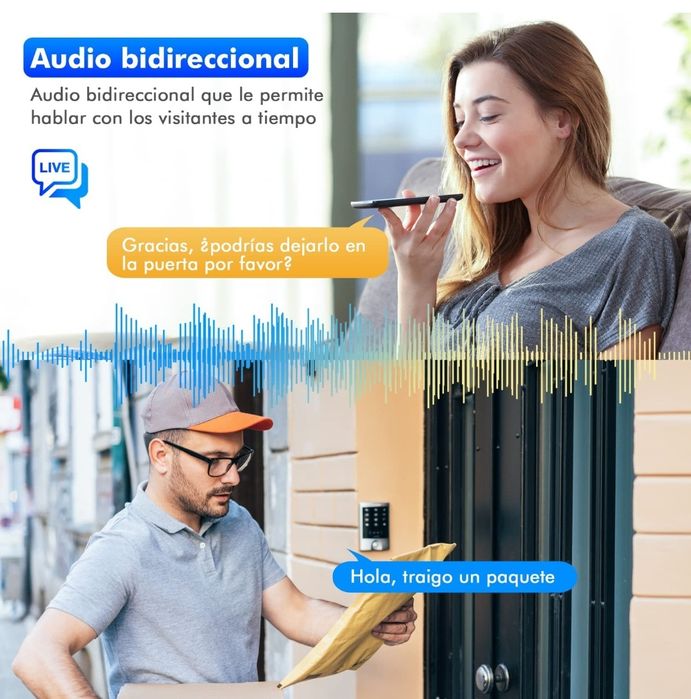 Câmara de vigilância WiFi exterior solar 2K HD