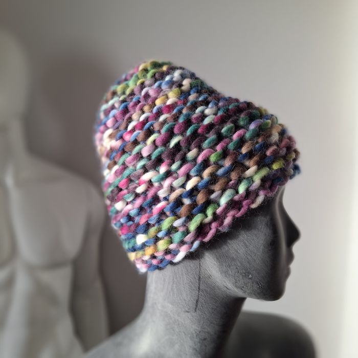 Czapka beanie wełna merino handmade