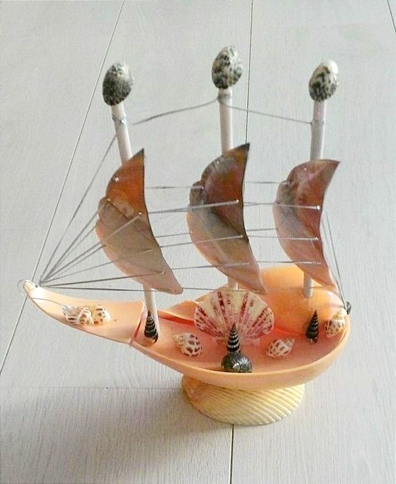 ПАРУСНИК из ракушек морских раковин парус баркас фрегат бригантина яхт