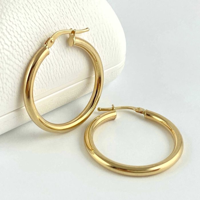 Klasyczne ZŁOTE kolczyki błyszczące KOŁA średnica 2,6 cm PRÓBA 585 (14K)