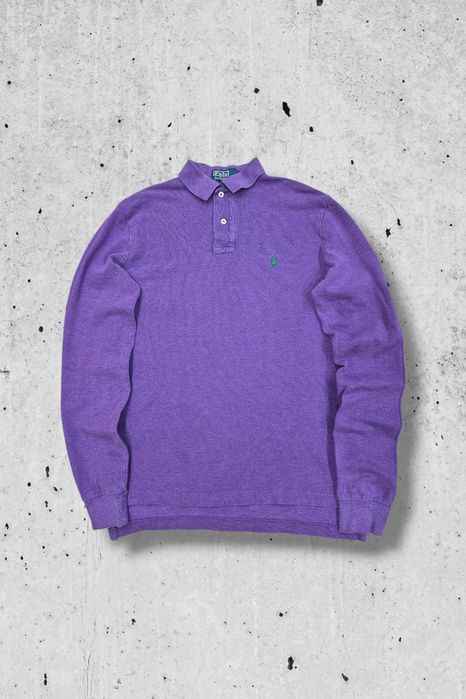 Polo Ralph Lauren fioletowa koszulka polo longsleeve haft logo r.S