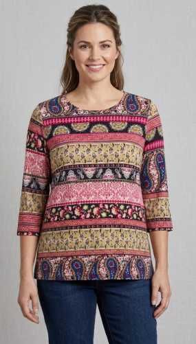 Blusa Feminina Manga 3/4 Estampa Paisley E Étnica - Tam