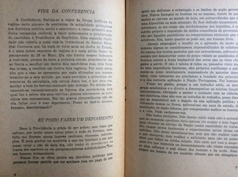 O meu Depoimento. 0 pensamento de Salazar. Edições SNI, 1949