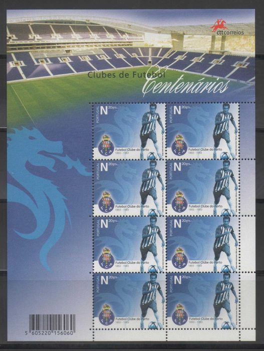 3 Folhas Miniatura de 2005 Porto, Benfica e Sporting. Novas.