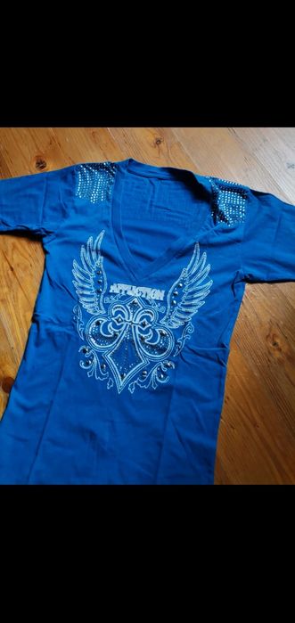 T-shirt damski Affliction z cekinami opium alternative grunge
