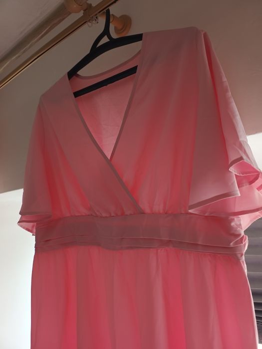 Рожева літня, коктейльна сукня, довга, 4xl, 5xl