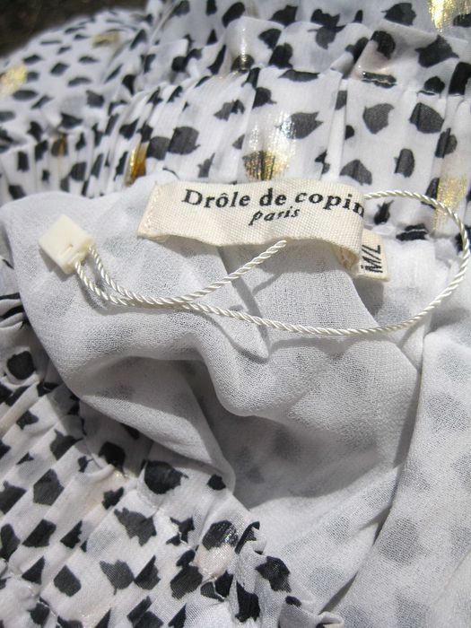 Пышная ярусная длинная юбка трапеция белая в горох Drole de Copine Paris M S