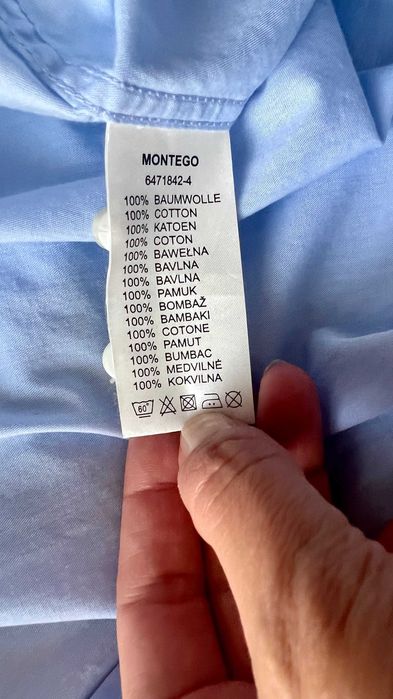 Błękitna koszula premium XL 42 - 100% bawełna Montego klasyczna