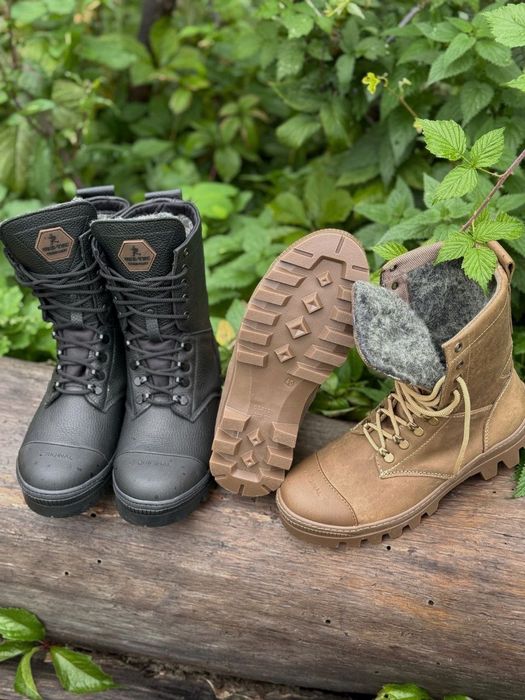 Берці зимові чоловічі шкіряні на хутрі Кіборг 40-46р чорні койот зима