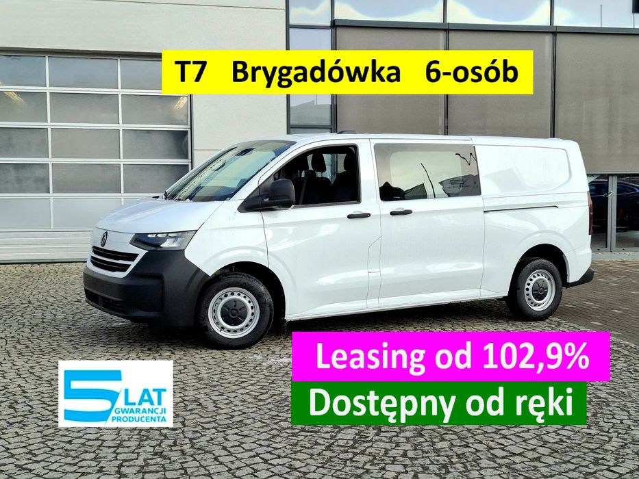 Volkswagen Transporter  T7 brygadówka; 6 osobowa; hak; kamera; OD RĘKI