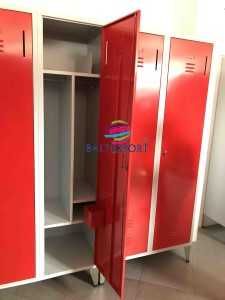 Vestiario Bombeiros Cacifos Individual Duplo Aço Cinza Portas Vermelho