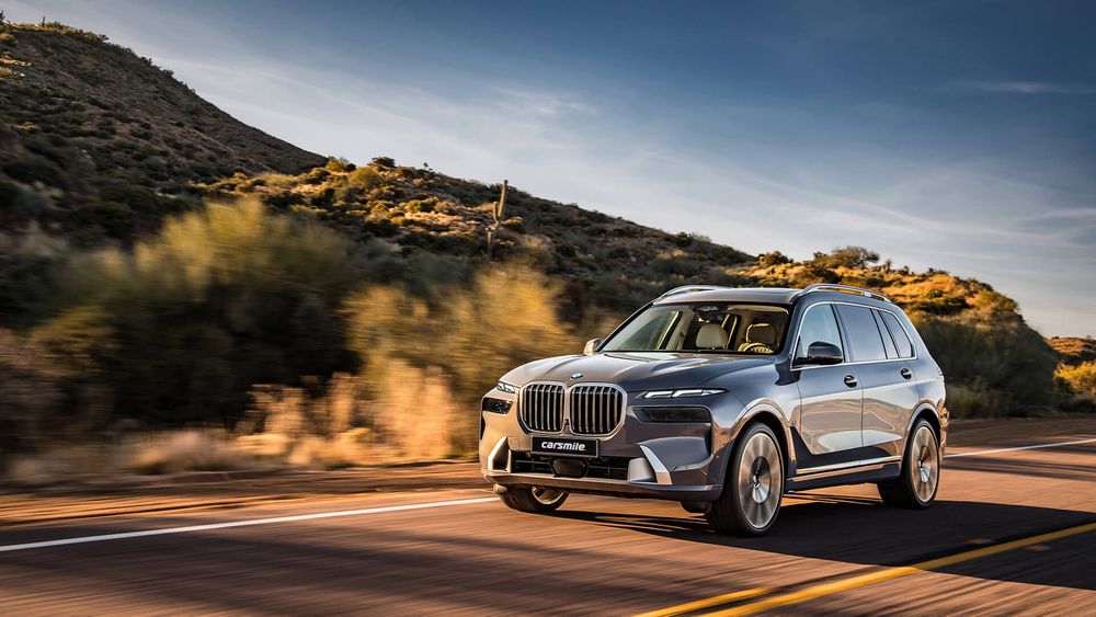 BMW X7 szare od przodu z lewej strony