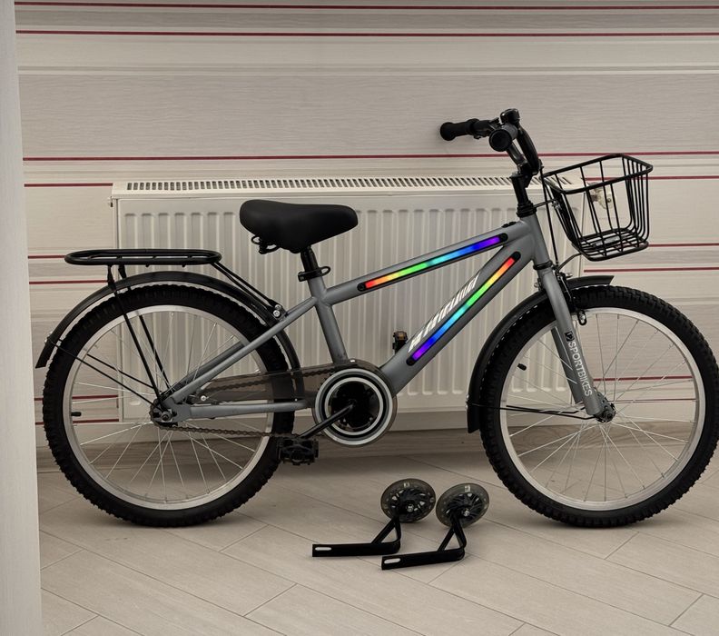 Дитячий велосипед 20” Sport Bikes з LED-підсвіткою та додатковими колесами