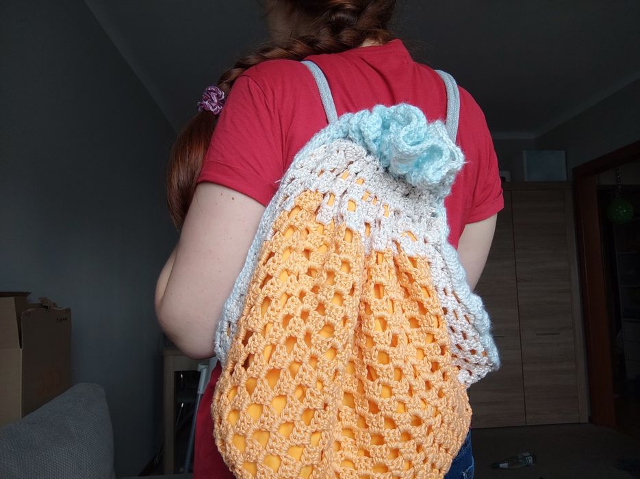 Nowy plecak handmade worek damski ręcznie robiony na szydełku torebka