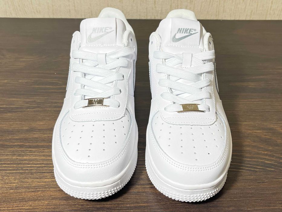 НОВЫЕ! Кроссовки Nike Air Force 1 White, белые, мужские, 42, 43, 44, 45, 46, натуральная кожа, весна, лето, осень, повседневные.