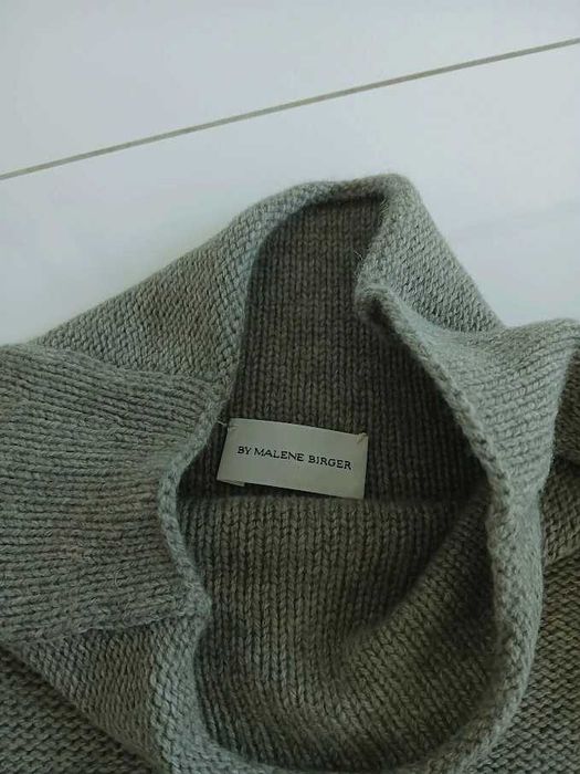 Malene Birger 55% merino bawełna golf szałwia luksusowy M L