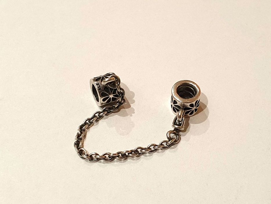 Pandora, łańcuszek zabezpieczający bransoletkę, oryginalny charm, s925