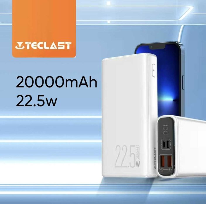 павербанк TECLAST 20000 та 10000 mAh білий powerbank акумулятор