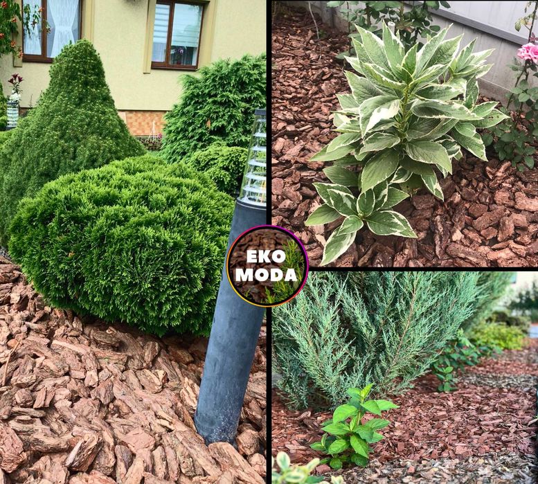 Соснова кора ВЕЛИКА 6–13 см, (є агроволокно, садовий інструмент)