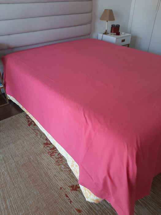 Capa de edredon de algodão rosa