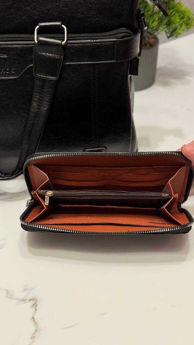 Чоловіча сумка (Чорна) для ноутбука документів. + Гаманець у ПОДАРУНОК