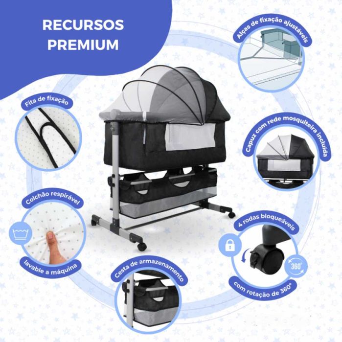 Berço Next2Me 3 em 1 com Colchão | Balanço e Antirrefluxo