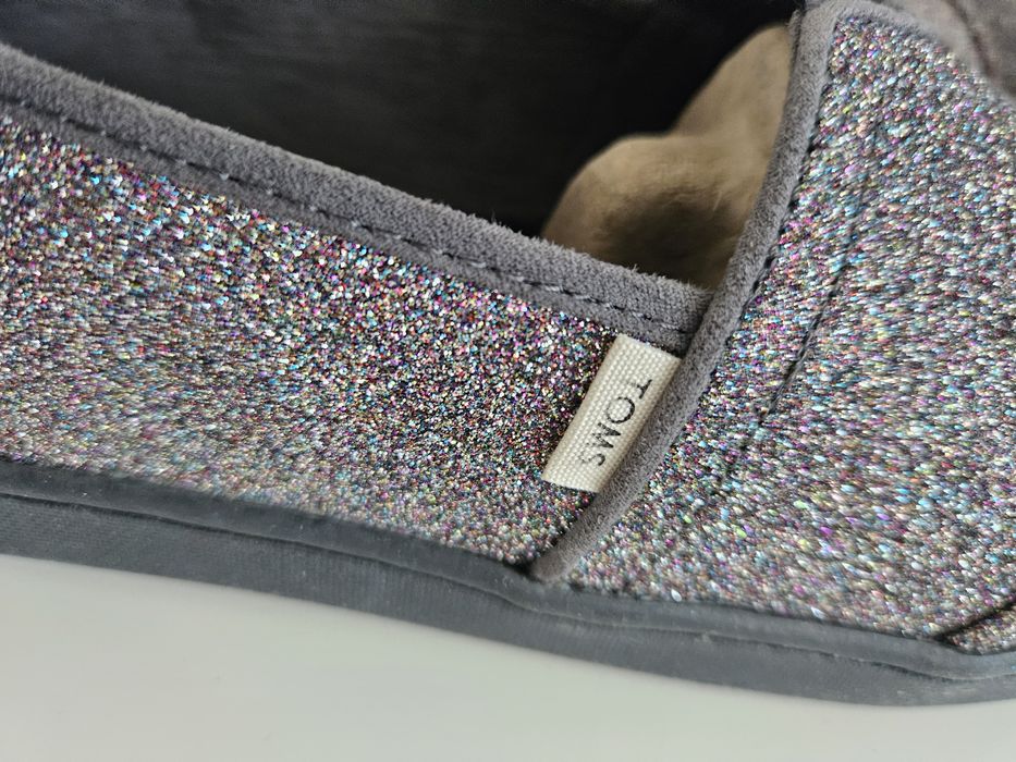 Espadryle, trampki Toms grey irdescent glitter, rozm 36