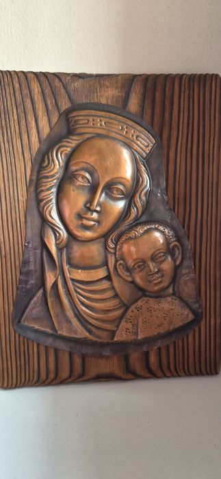 Cepelia PRL płaskorzeźba Madonna