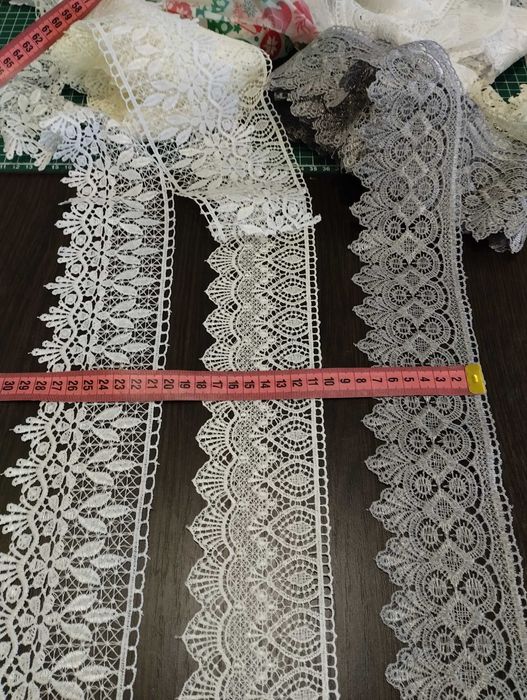 Мереживо кружево біле, айворі, сіре макраме