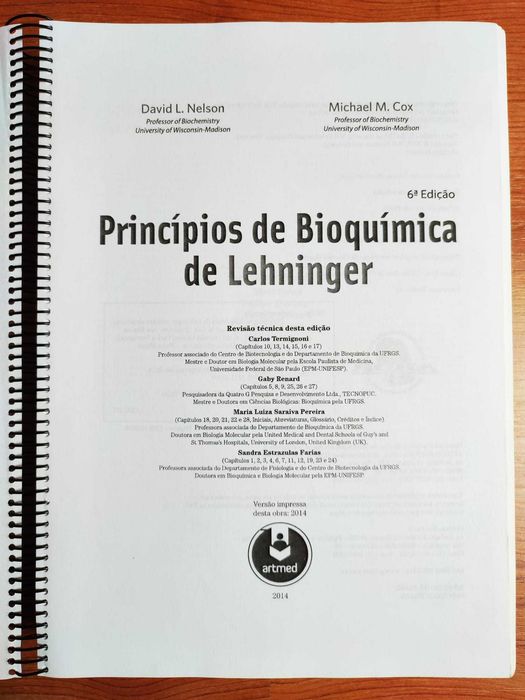 Princípios de Bioquímica de Lehninger: 6ª Edição, em PORTUGUÊS