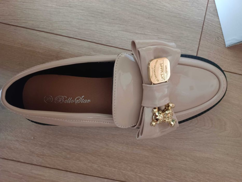 Buty damskie 37 mokasyny lakierkowe