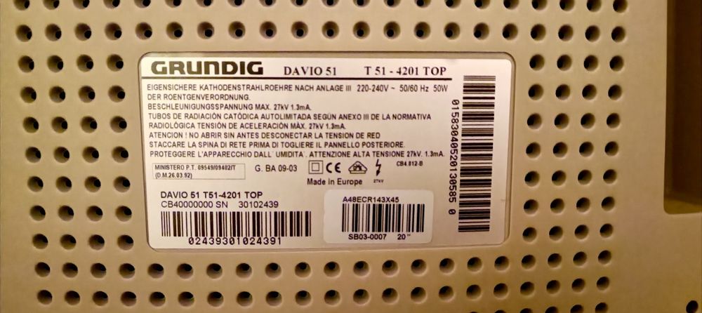 Televisão Grundig 51 cm, modelo Davio 51 T 51-4201 TOP.
