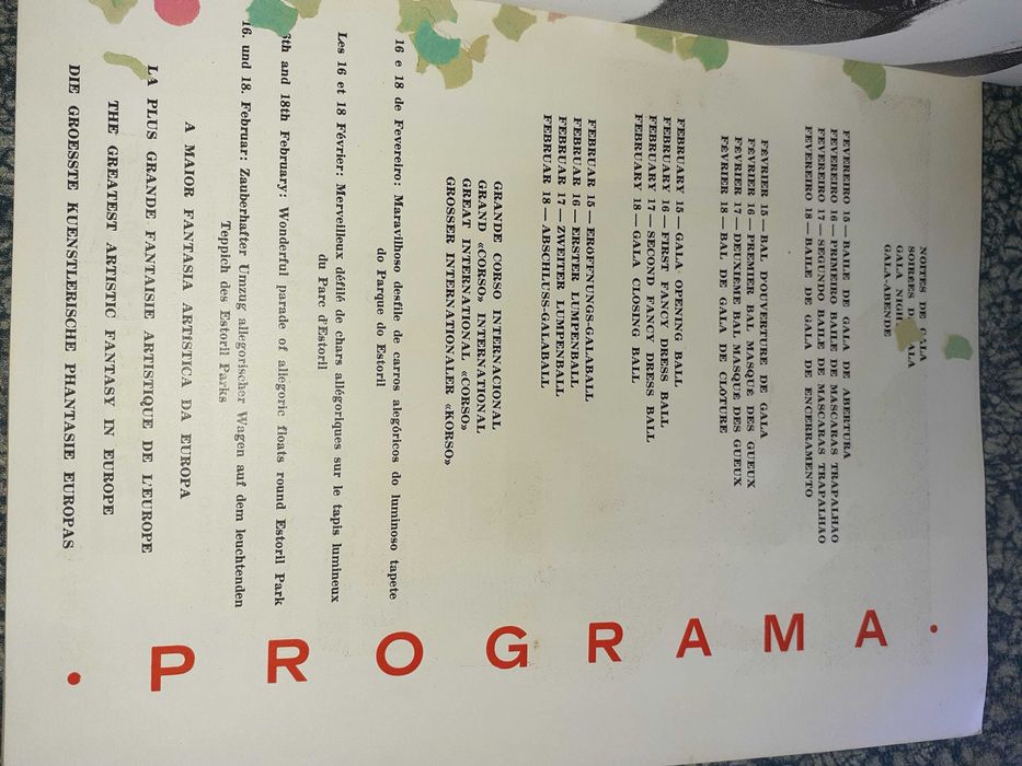 Programa do Carnaval Internacional do Estoril 1969