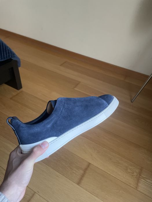 Zegna Triple Stitch Suede azul-marinho 43eu