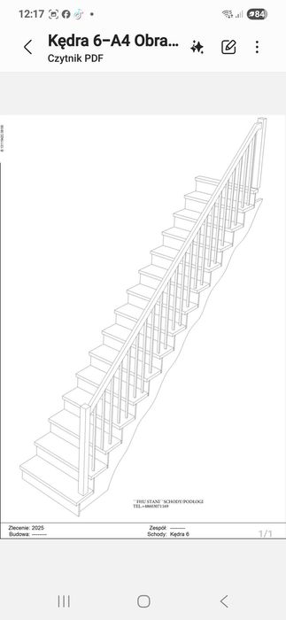Schody Jesionowe jednobiegowe