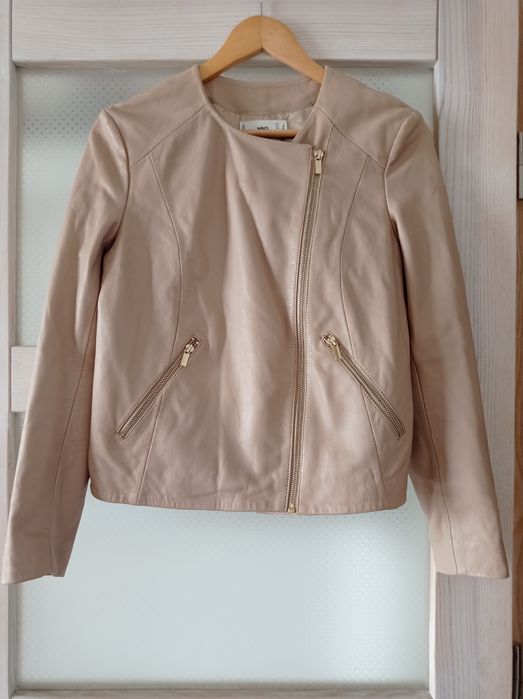 Шкіряна куртка кожуха, жакет MNG, бежевий, XS/S