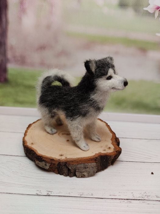 Игрушка собака валяная. Фигурка собаки. Портрет питомца. Маламут.