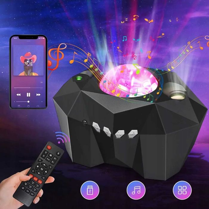 Projektor Gwiazd Sufitowy Zorza Polarna Rzutnik z Pilotem+ Muzyka