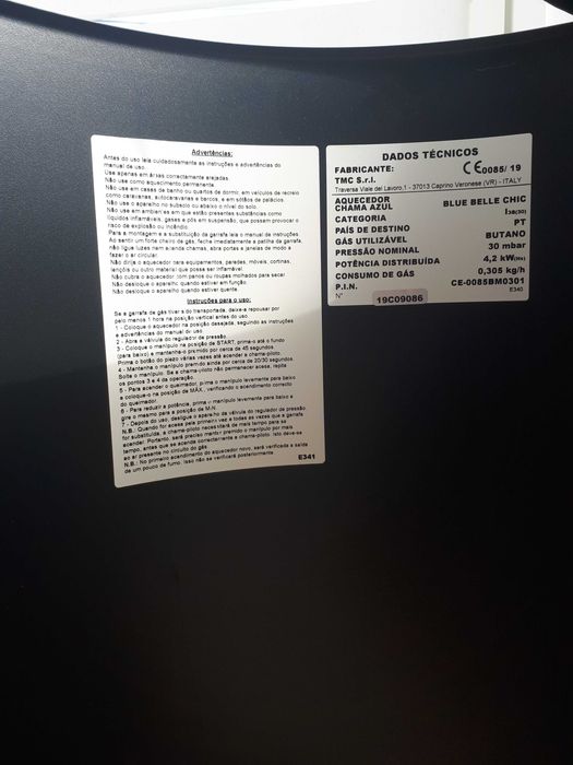 Aquecedor a Gás Spring it Blue de cor Preta