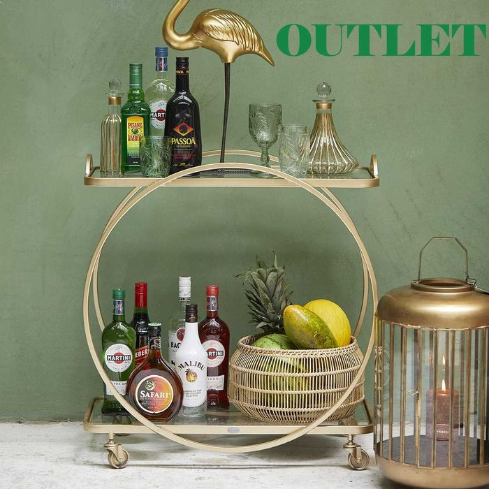 Barek złoty wózek do serwowania barowy na kółkach Riverdale Westwing