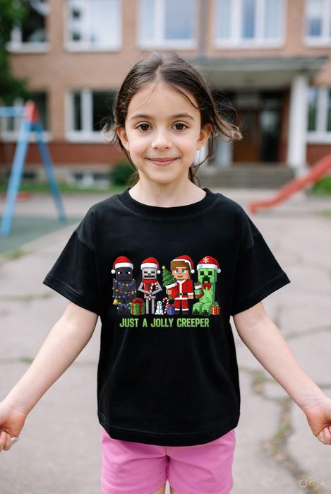 Koszulka dziecięca czarna creeper w minecraft prezent święta 116