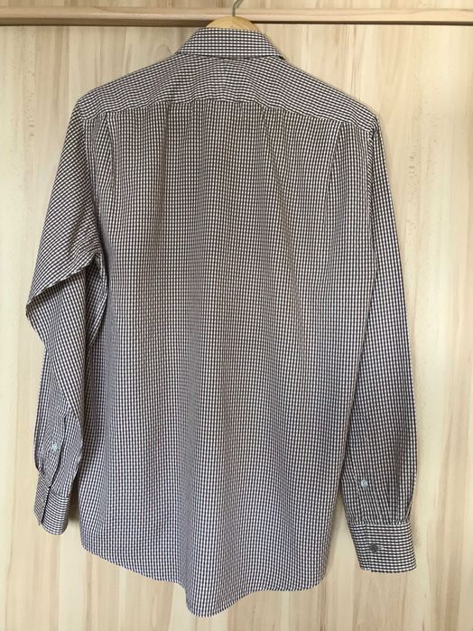 Męska brązowa koszula Hermès w kratkę r. 15.5 / 39