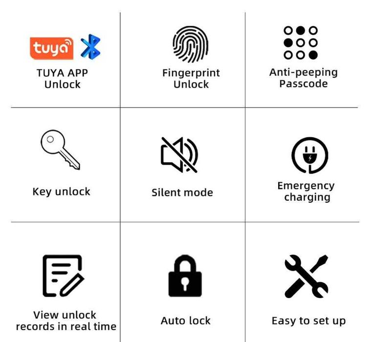 Электронный умный замок, ручка двери с Bluetooth и отпечатком пальца. Tuya, Smart Life