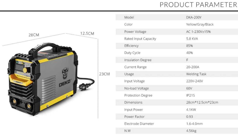 DEKO Maquina de Soldar 250A Portátil 220V NOVA