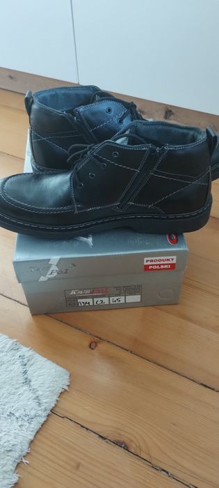 Buty zimowe męskie, skórzane 45