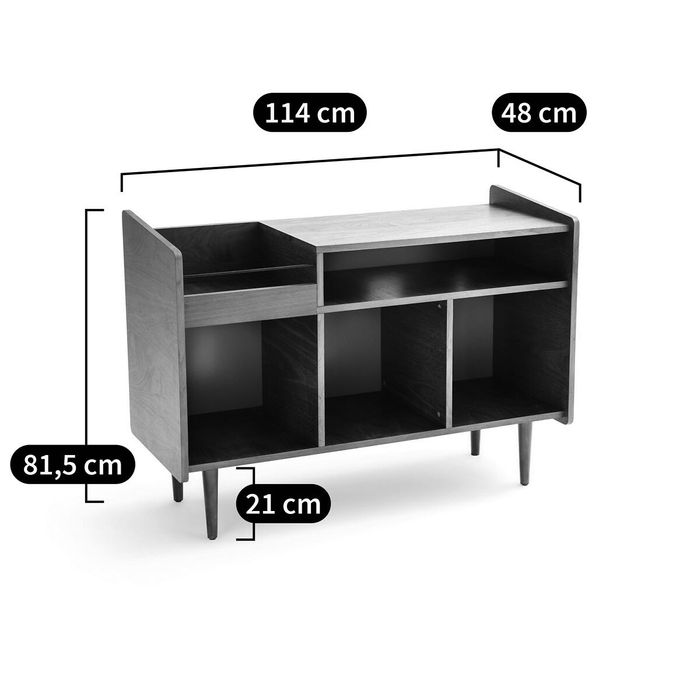 Móvel vintage, para gira-discos e discos de vinil