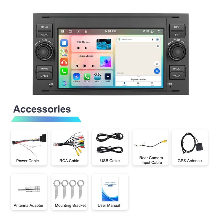 Rádio Android 13 Ford Focus Fiesta Galaxy Mondeo 4/64GB Carplay GPS