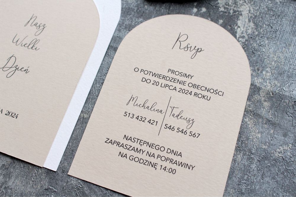 Zaproszenia ślubne personalizowane minimalistyczne