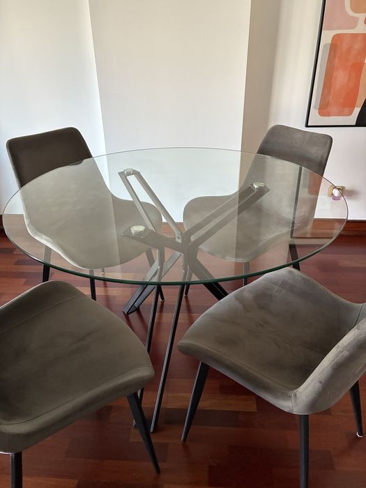 Mesa de Jantar AREA – Vidro Temperado Redondo 110 cm